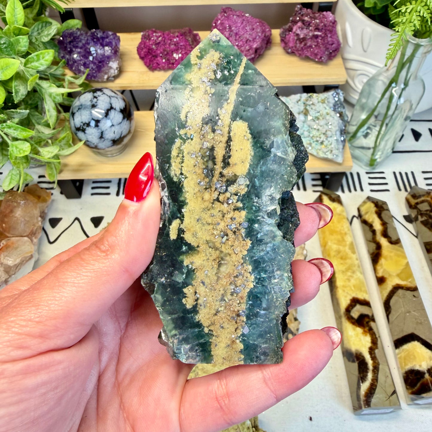 Fluorite With Calcite Point - A