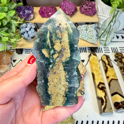Fluorite With Calcite Point - A