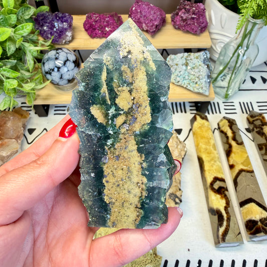 Fluorite With Calcite Point - A