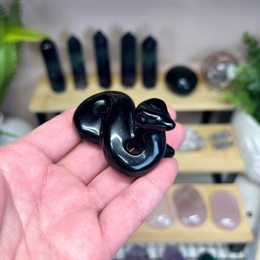 Black Obsidian Snake Carving