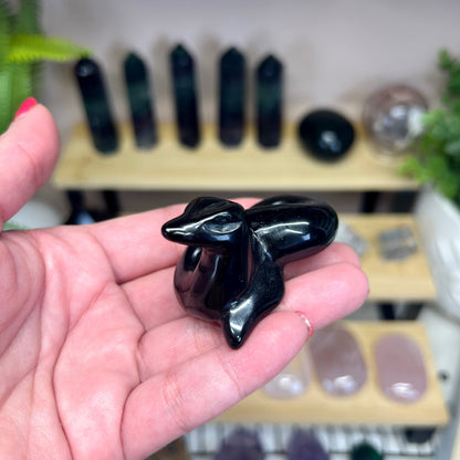 Black Obsidian Snake Carving
