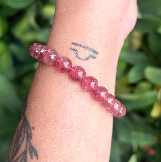 Strawberry Quartz Beaded Stretch Bracelet (8mm)