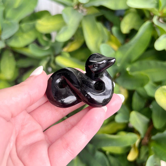 Black Obsidian Snake Carving