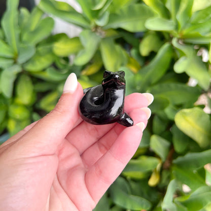 Black Obsidian Snake Carving