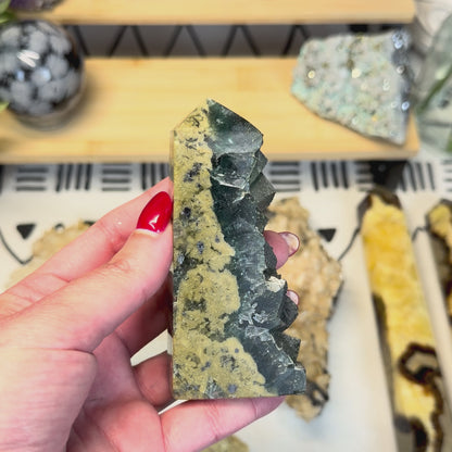 Fluorite With Calcite Point - C