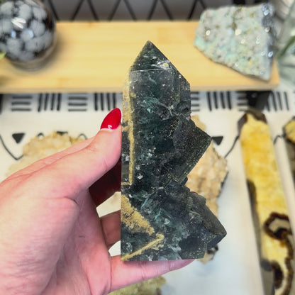 Fluorite With Calcite Point - B