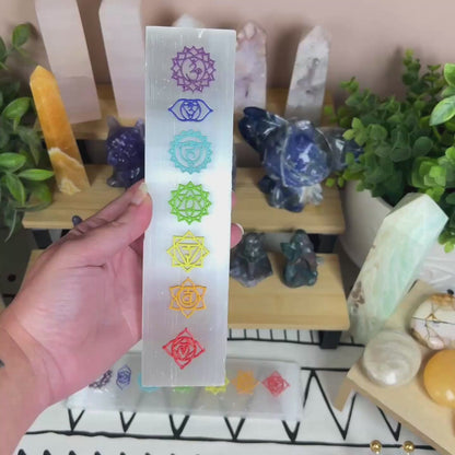 Selenite Flat Tray with 7 Chakras