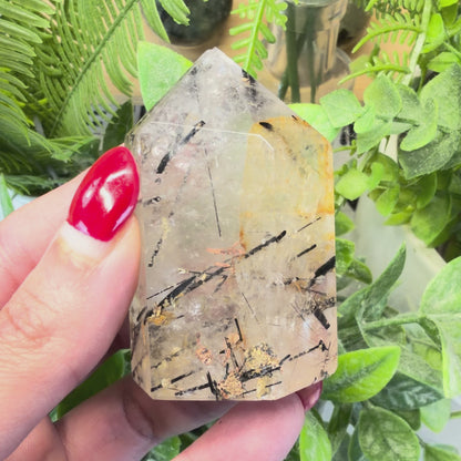 Tourmaline in Quartz Point - D